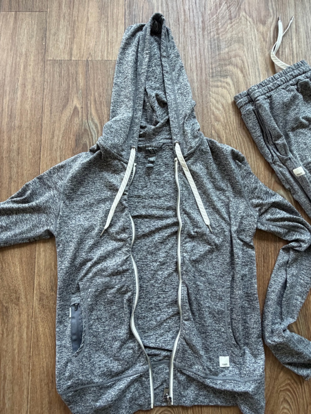 Vuori Gray Hooded Zip-Up Sweatshirt Jacket